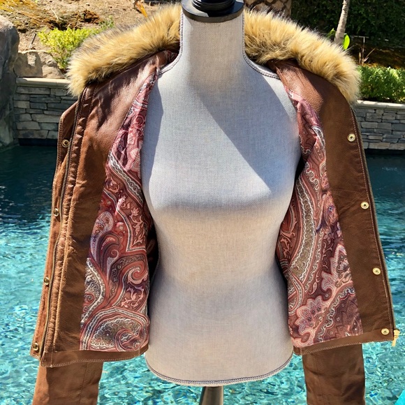 COPY - a.n.a Genuine Leather Jacket with Fur Hood - Picture 2 of 8
